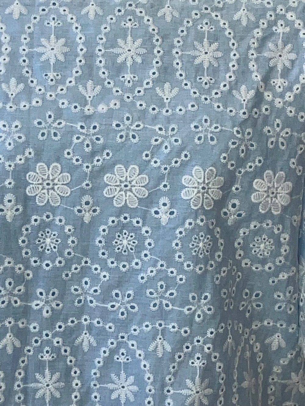 Light Blue Eyelet Puff Sleeve Crop Top - Picture 8 of 11